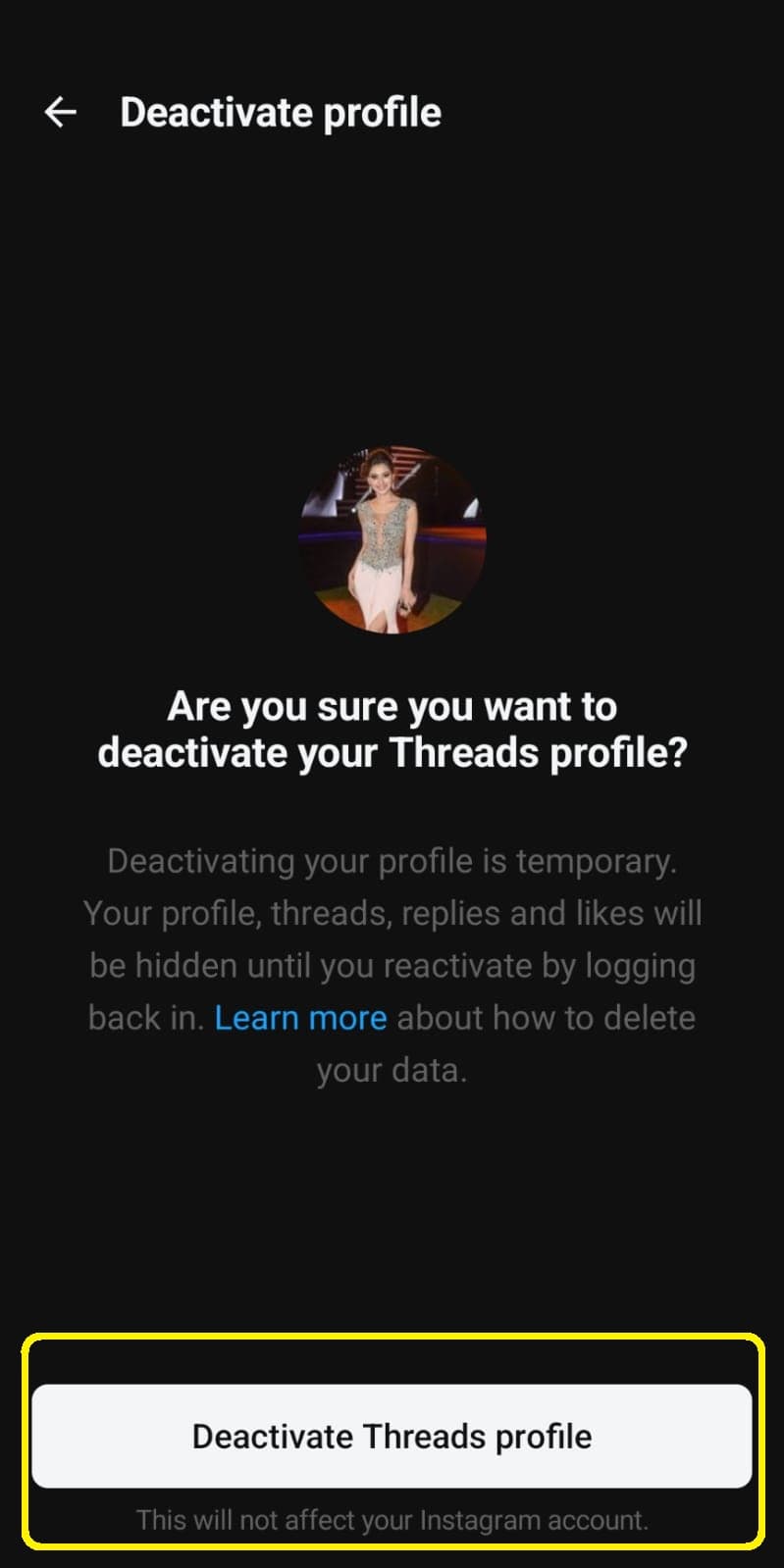 threads account deactivation